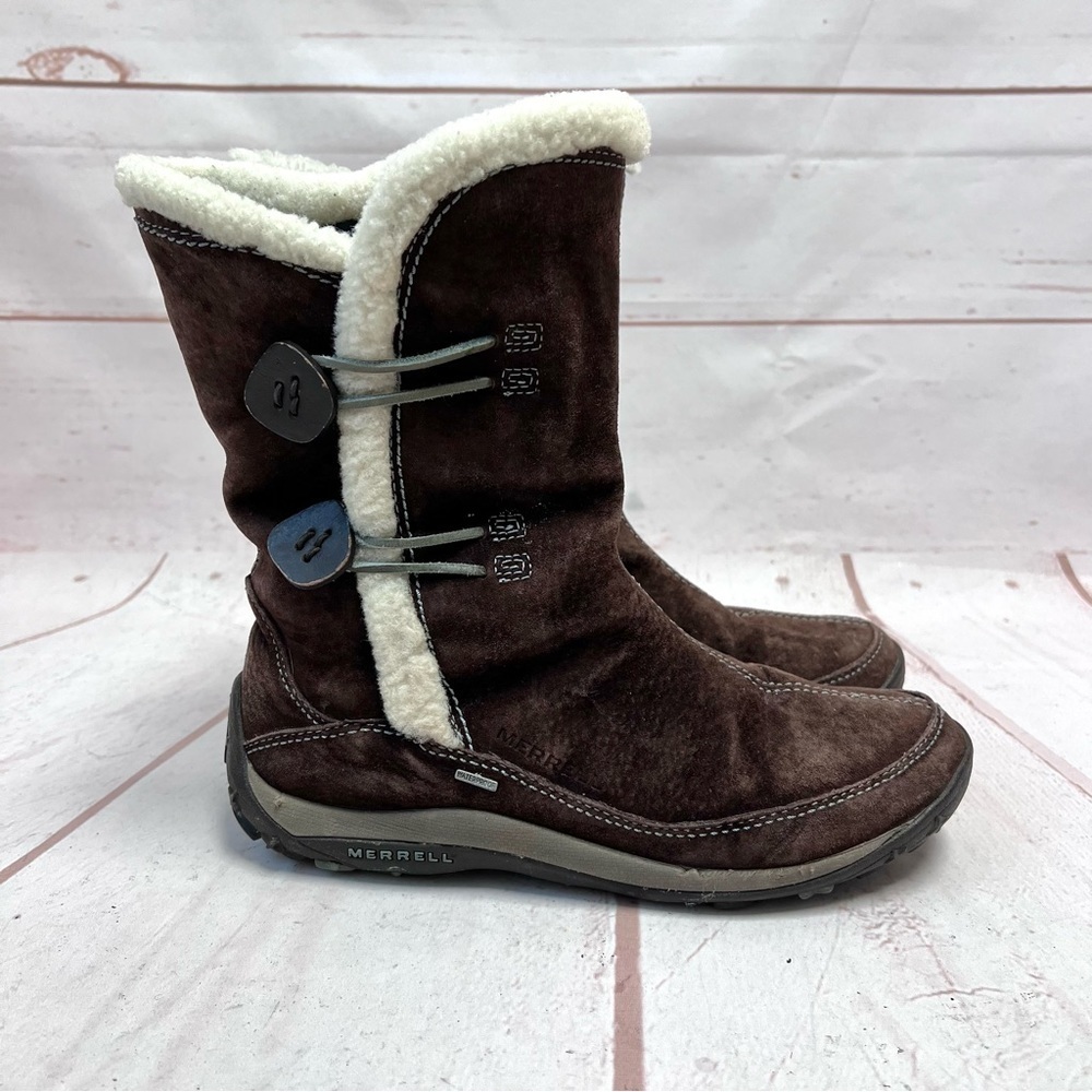 Merrell Yarra Waterproof Suede Shearling Fur Lined Winter Snow Boots